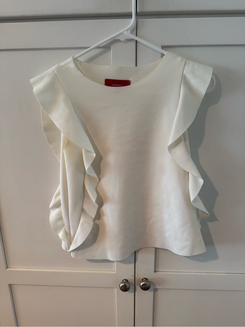 Saks Fifth Avenue Cream Ruffle Sleeve Blouse SP